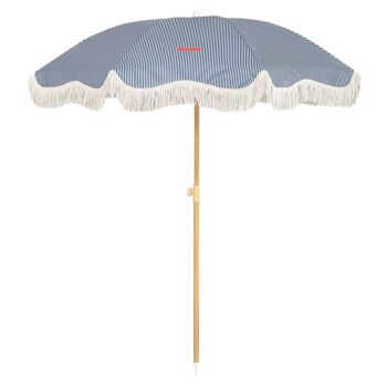 Parasol de terrasse extérieur bleu, parasol de plage UPF 50+ protection fines rayures 1