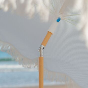 Parasol de terrasse extérieur bleu, parasol de plage UPF 50+ protection fines rayures 3