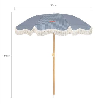 Parasol de terrasse extérieur bleu, parasol de plage UPF 50+ protection fines rayures 6