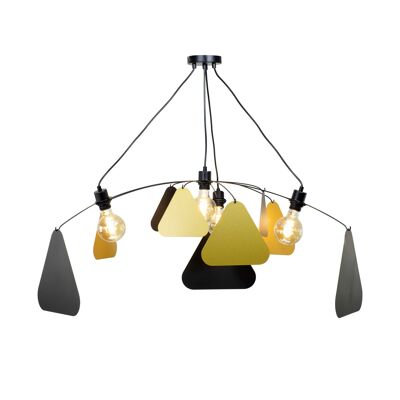 Overhead ceiling light in black and gold metal - to mount - Attom GM