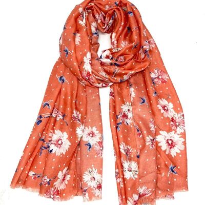 LN-14 Floral print scarf with gilding