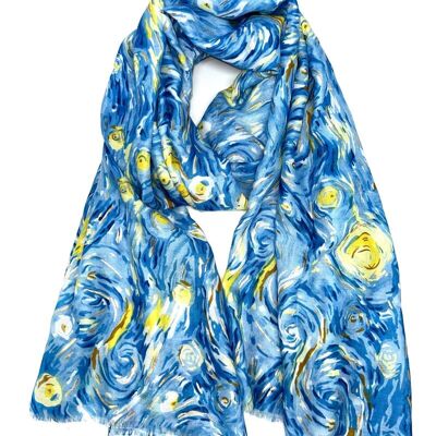 LN-16 Foulard imprimé impressionniste avec dorure