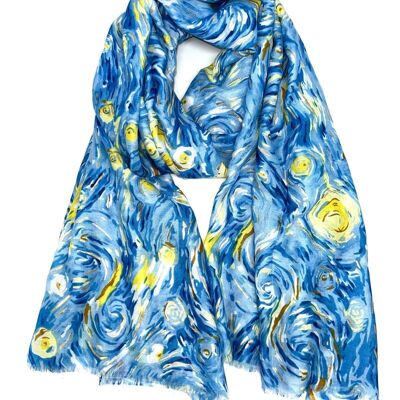 LN-16 Impressionist printed scarf with gilding