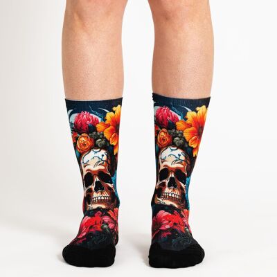 Calcetines de deporte, crossfit, ciclismo, running, Ridefyl The Skull ML