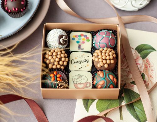 Box of 9 truffles "Congrats"