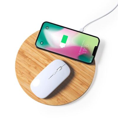 Eco-responsible bamboo charger mouse pad