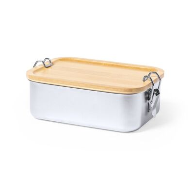 Ecological lunch box in aluminum and bamboo