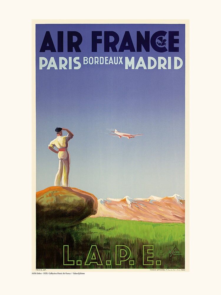 Poster Air France / LAPE Parigi Bordeaux Madrid A156