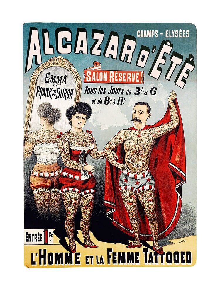 Tattooed Man and Woman Poster