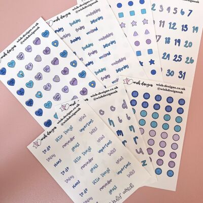Kit di adesivi in ​​vinile per diario funzionale blu