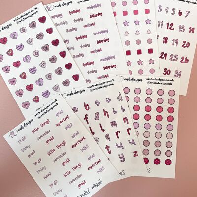 Kit di adesivi in ​​vinile per diario funzionale rosa