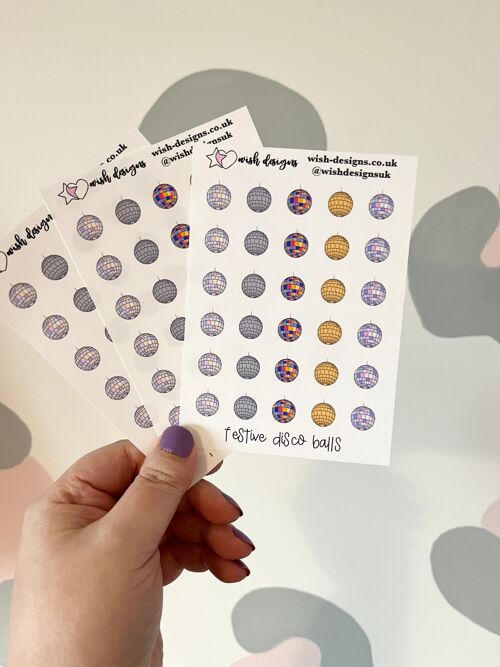 Festive Disco Balls Vinyl Sticker Sheet