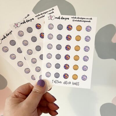 Festive Disco Balls Vinyl Sticker Sheet