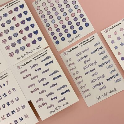 Kit de pegatinas de vinilo para diario funcional de Wish Designs