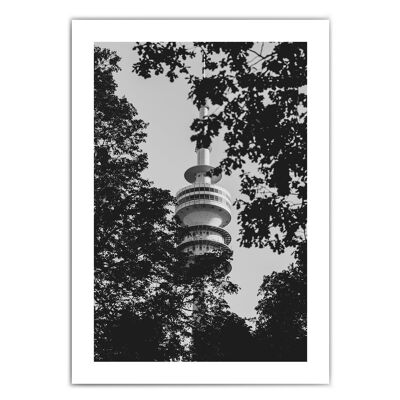 Torre Olímpica Negro Blanco - Munich Póster