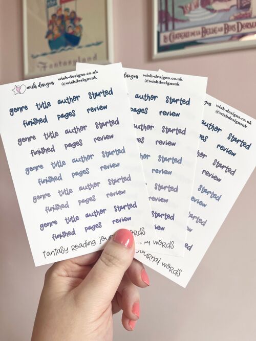 Fantasy Reading Journal Words Vinyl Sticker Sheet