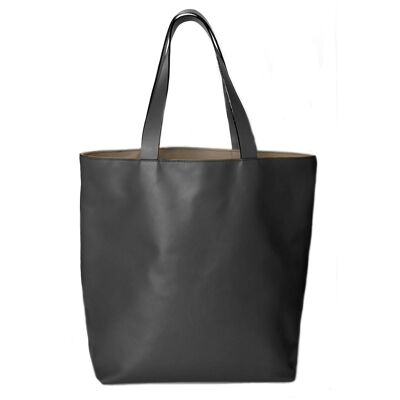 Umhängetasche im Shopper-Stil aus Rindsleder für Damen und Herren. TRIBECA BLACK (schwarz). Bürotasche.
