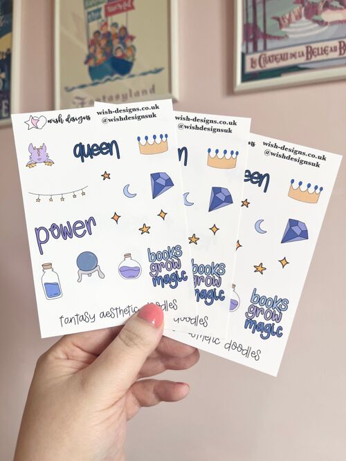 Fantasy Books Aesthetic Doodles Vinyl Sticker Sheet