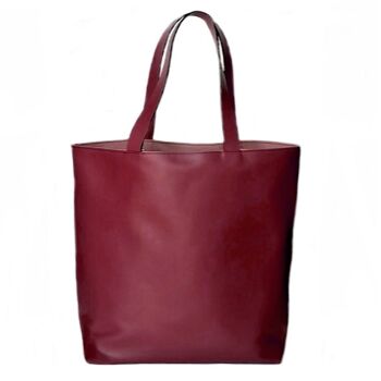 Sac bandoulière, style Shopper, en cuir de vachette, pour homme et femme. TRIBECA SCARLETT (Bordeaux). Sac de bureau. 3