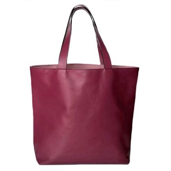 Sac bandoulière, style Shopper, en cuir de vachette, pour homme et femme. TRIBECA SCARLETT (Bordeaux). Sac de bureau. 1