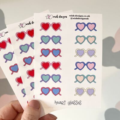 Heart Glasses Vinyl Sticker Sheet