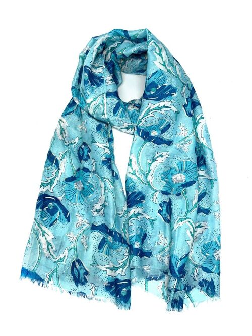 LN-18 Foulard imprimé fleuri avec dorure