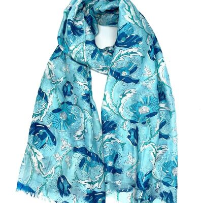 LN-18 Foulard imprimé fleuri avec dorure