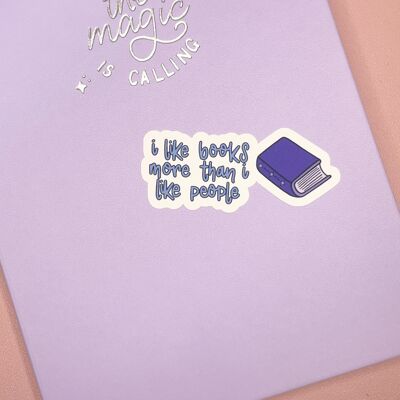 "I Like Books More Than I Like People" Large Sticker