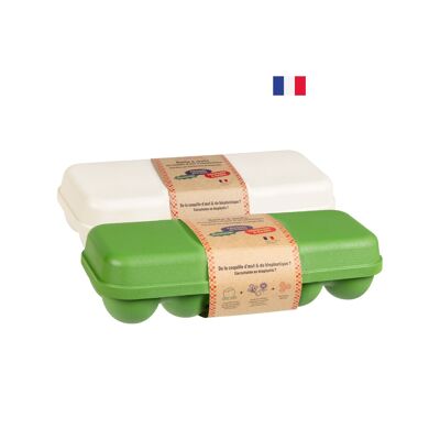 Boîte 10 oeufs en coquille d'oeufs - vert / naturel