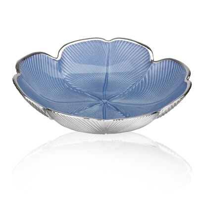Colored and Silver Glass Bowl Ø 21 cm "Pearly Sky Four Leaf Clover" Line