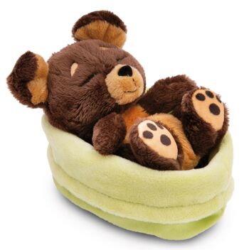 Peluche chien marron 12cm dormant dans le panier vert VERT 2