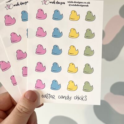 Easter Candy Chicks Vinyl Sticker Sheet