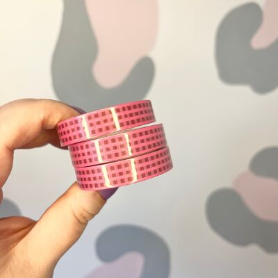 10 mm rosafarbenes Washi-Tape mit kontrastierendem Karomuster