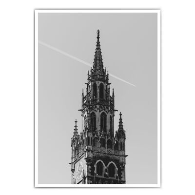 Black and white town hall in Munich image