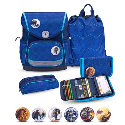 Juego de mochila escolar Premium Compact Plus Estate azul 5 piezas.