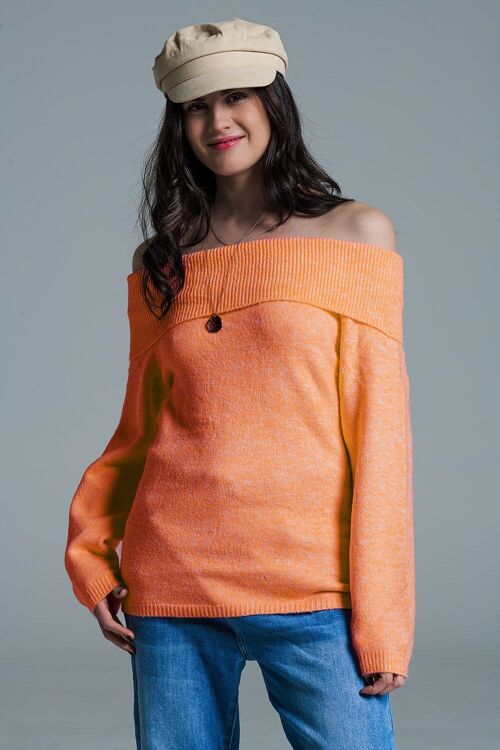 Jersey naranja con escote barco