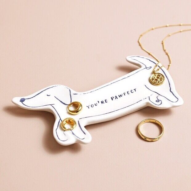 Piatto per gingilli con citazione di cane salsiccia