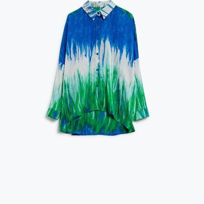 Langes Tie-Dye-Shirt aus satiniertem Stoff