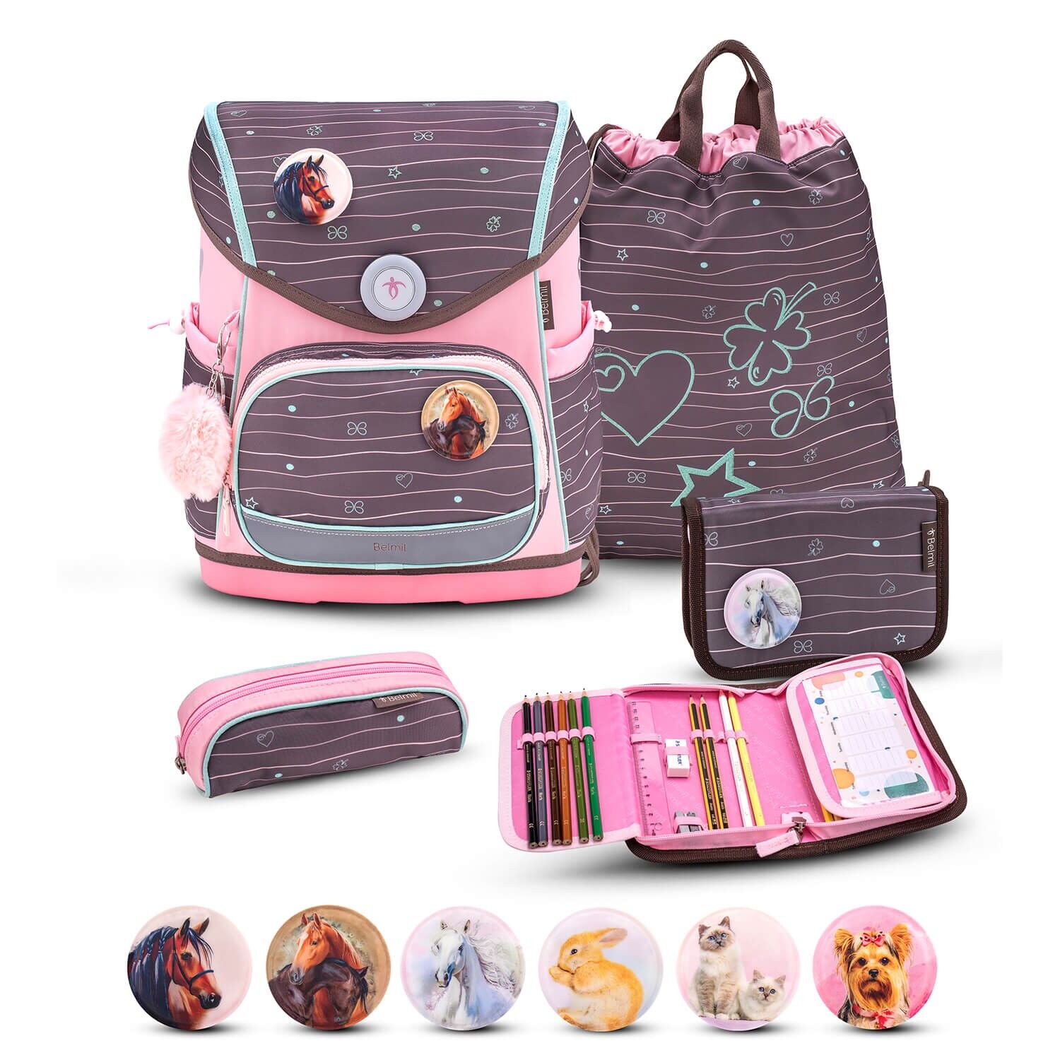 Juego de mochilas escolares Premium Compact Plus Mint 5uds.