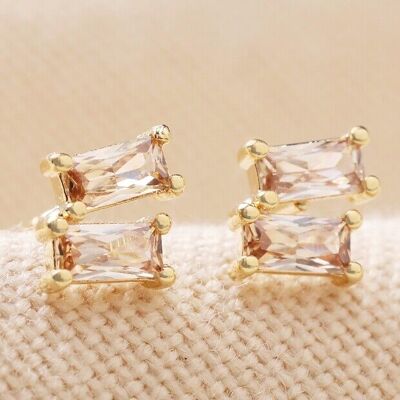 Champagne Stone Stud Earrings in Gold