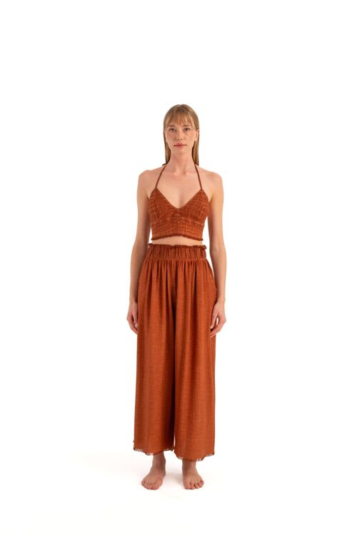 Terracotta Palazzo Pants (3295) 85% Cotton 15% Linen