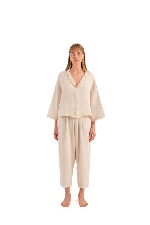 Crinkle Slouchy Pants (3306) 61% Cotton, 30% Lyocell, 9% Linen