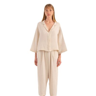 Crinkle Slouchy Pants (3306) 61% Cotton, 30% Lyocell, 9% Linen