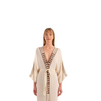 Kimono estampado arrugado (3302) 61 % algodón, 30 % lyocell, 9 % lino