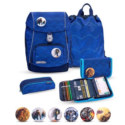 Juego de mochila escolar Premium Comfy Plus Estate azul de 5 piezas.