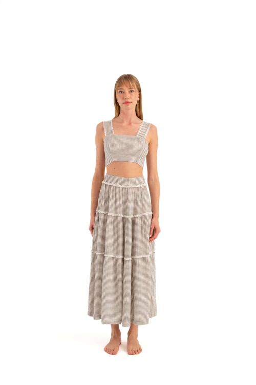 Striped Linen Skirt Set (3332) 92% Lyocell, 8% Linen