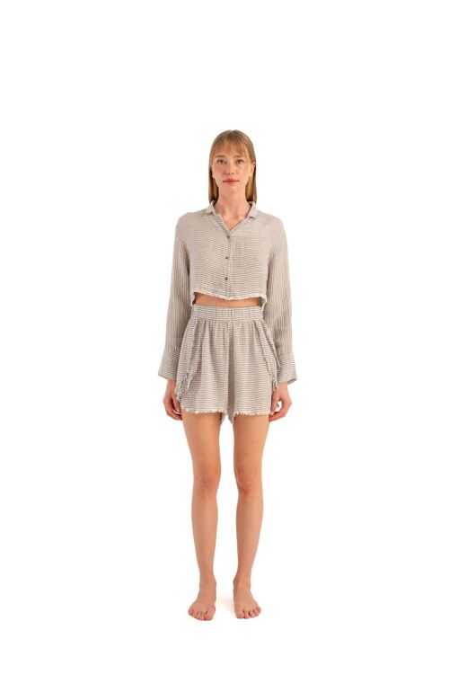 Striped Linen Mini Shorts (3333) 92% Lyocell, 8% Linen