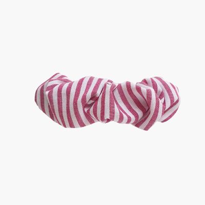 Barrette chouchou enfant / femme - rayures fuchsia blanc