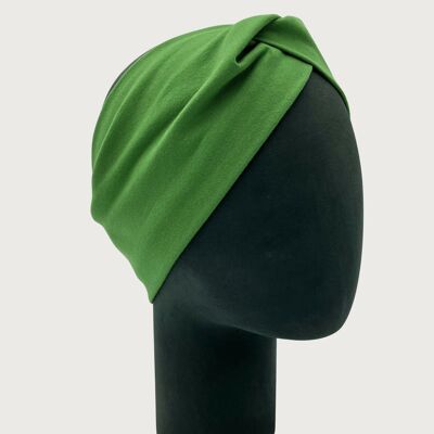Fascia per capelli Turbanette verde in jersey di cotone biologico | Prodotto in UE