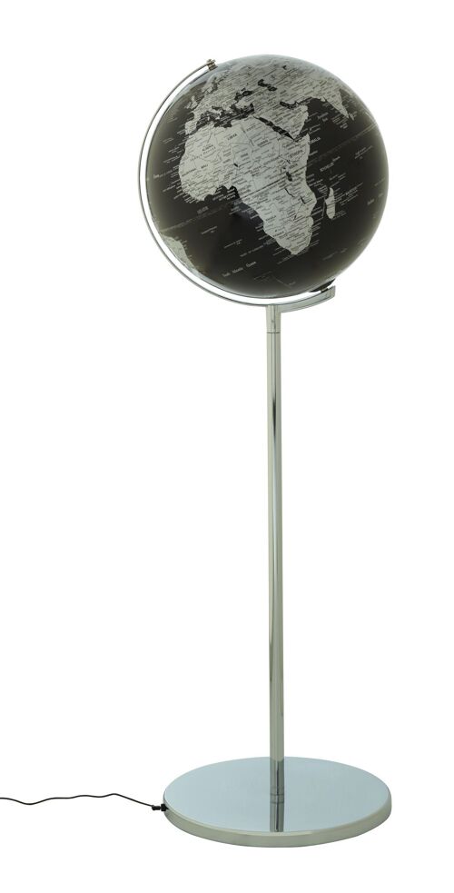 SOJUS LIGHT Globus, 43 cm Durchmesser und Standfuß, schwarz, silberfarben